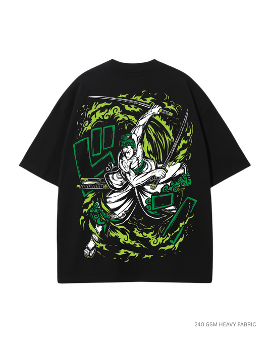 Zoro - One Piece: Anime- Oversized T-Shirts BLACK