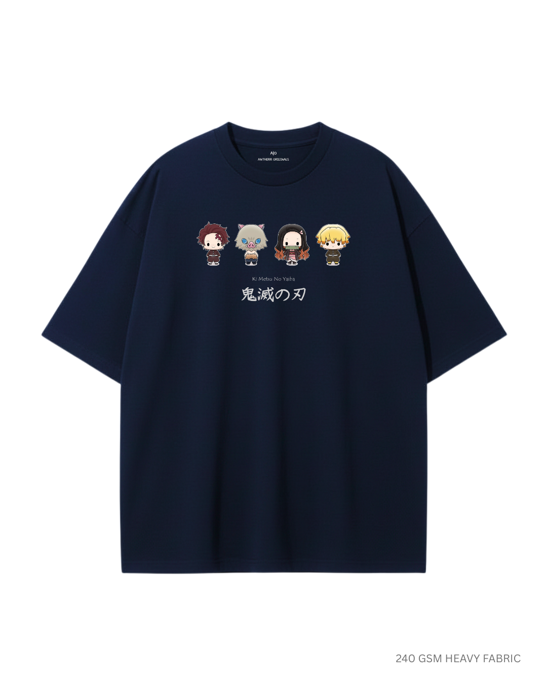 Demon Days: Demon Squad: Anime Oversized T-Shirts for Men NAVY BLUE