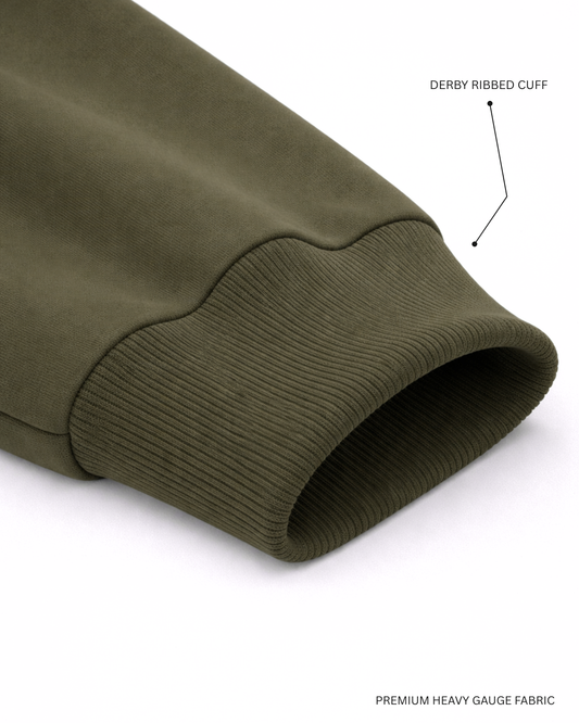 Basic Olive Green Unisex Winter Sweatshirt | Regular Fit