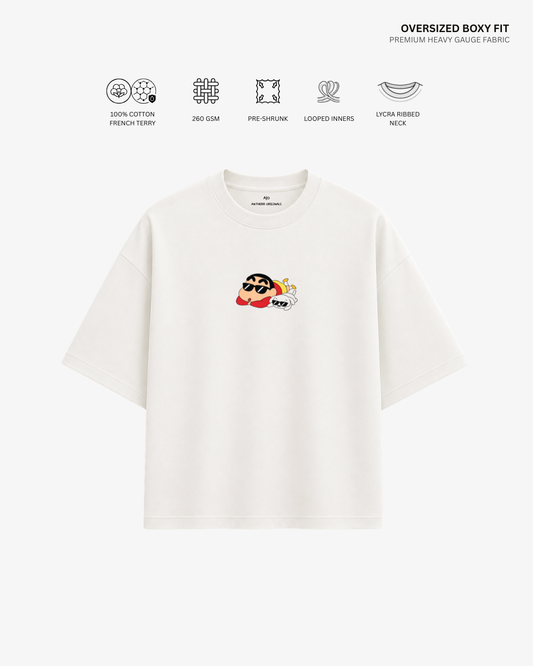 Shinchan Comic Chaos French Terry Oversized T-Shirt | Antherr Core