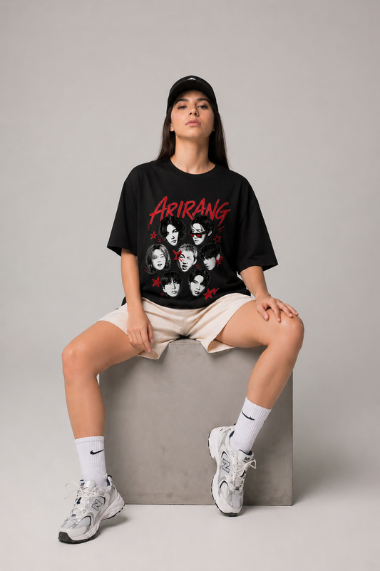 BTS Arirang Unisex Black Oversized T-Shirt India