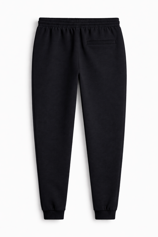 Black unisex joggers 260 GSM cotton fleece regular fit streetwear antherr originals back view