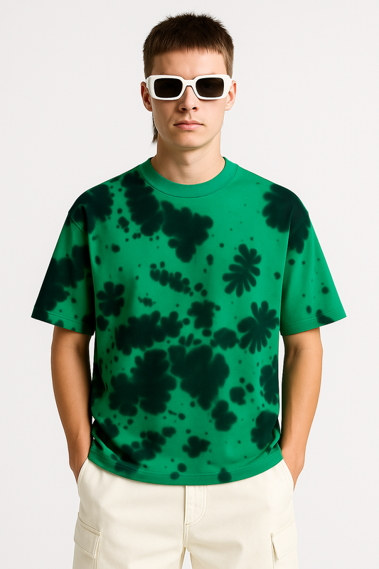 Tie Dye Oversized T-shirt: Green & Black GREEN & BLACK