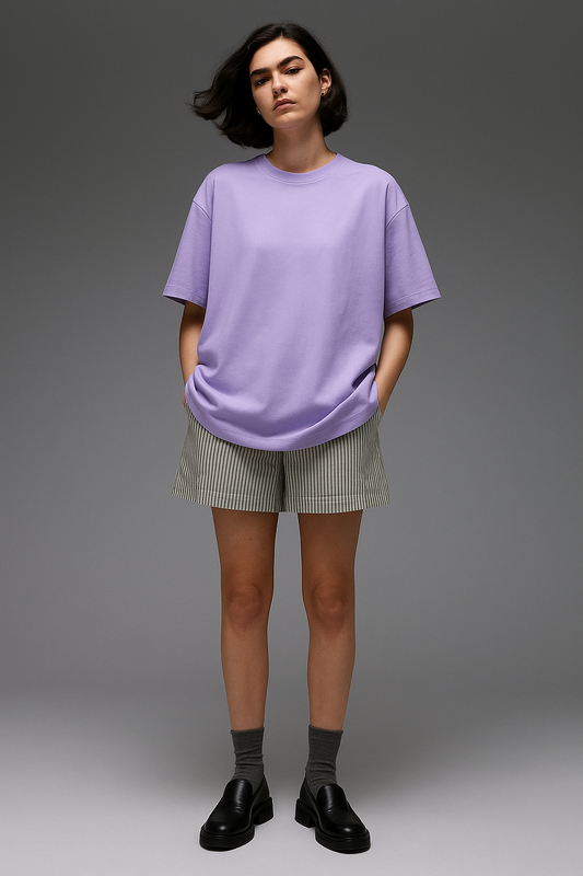 Basic Oversized T-shirt for Women: Lavender LAVENDER Cotton 240 GSM