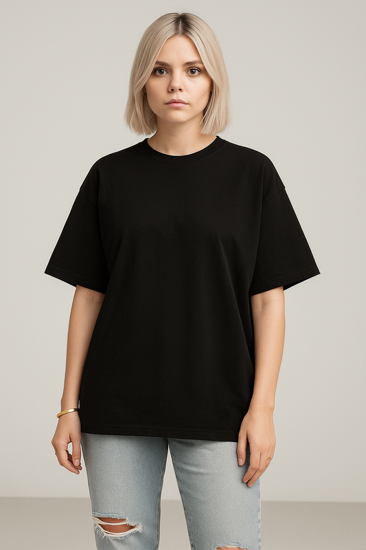 Basic Oversized T-shirt for Women: Black BLACK Cotton 240 GSM