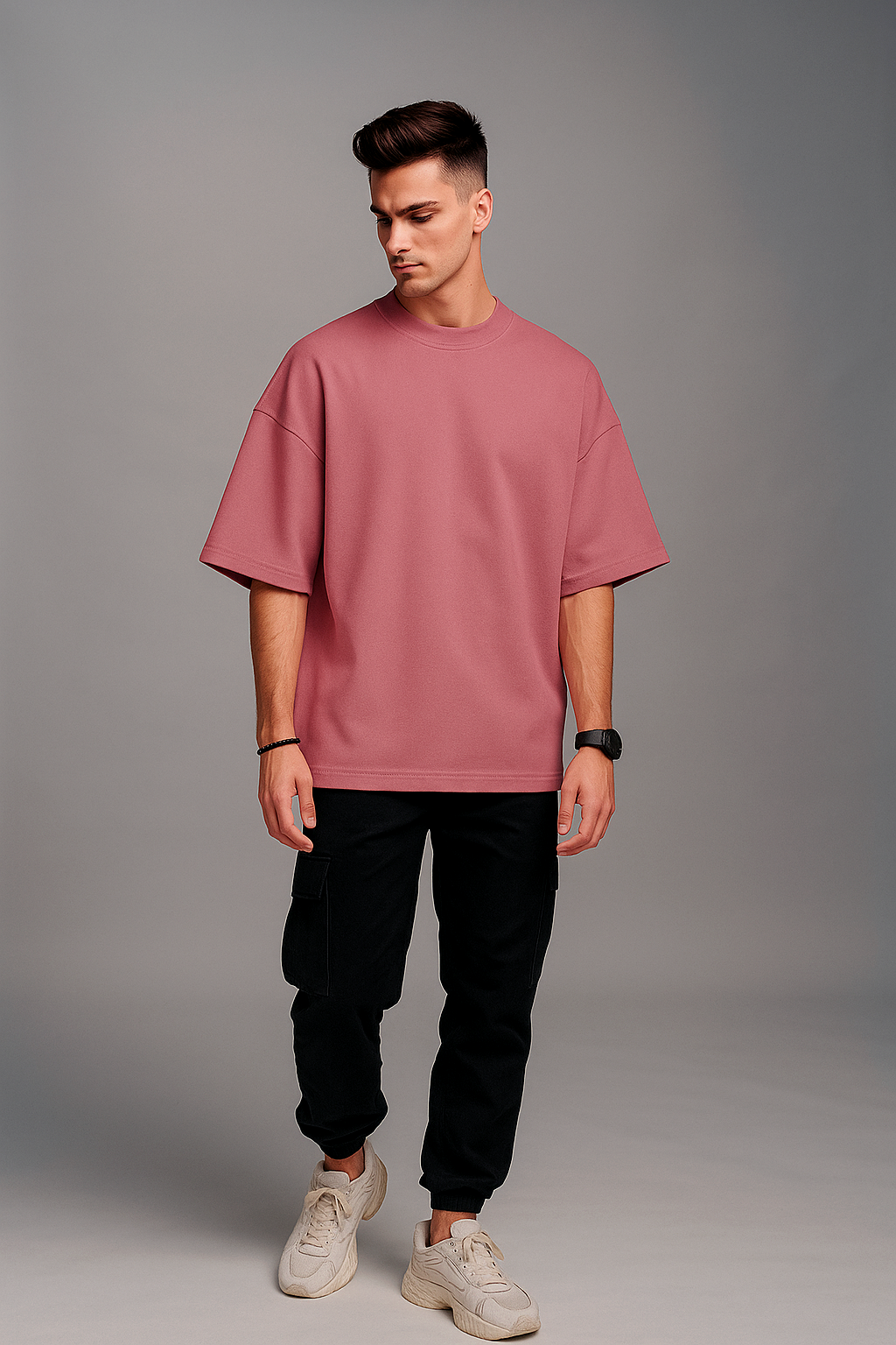 Basic Oversized T-shirts for Men: Coral Red