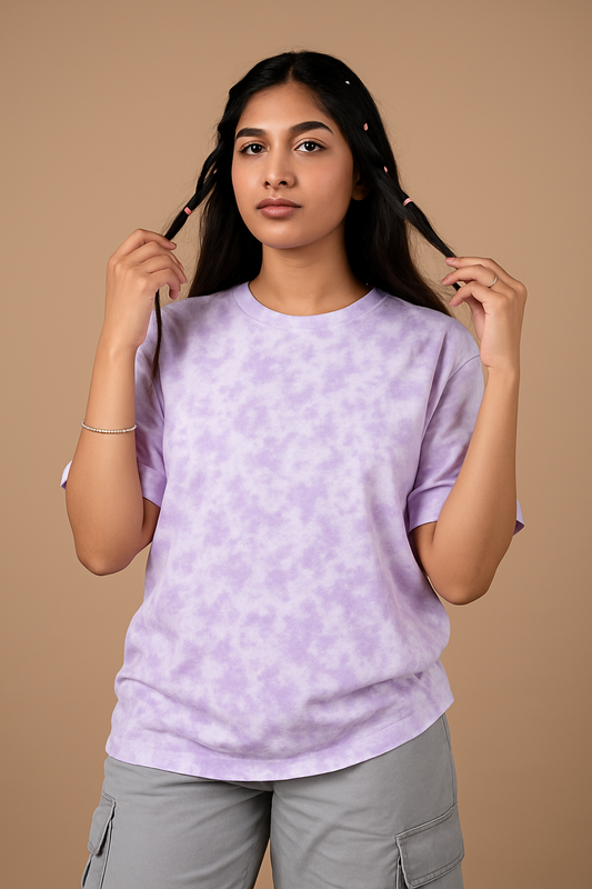 Tie Dye Oversized T-shirt: Lavender White LAVENDER & WHITE