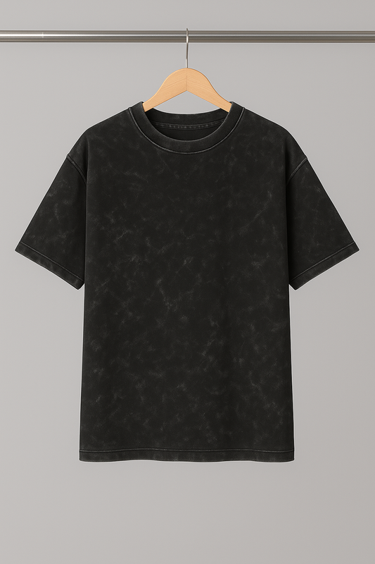Acid Wash Oversized T-shirt: Black