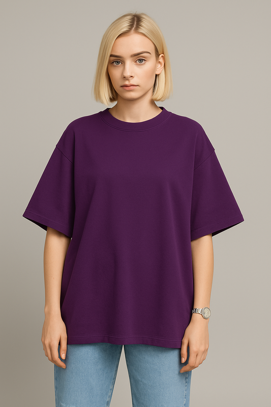 Basic Oversized T-shirt for Women: Purple PURPLE Cotton 240 GSM