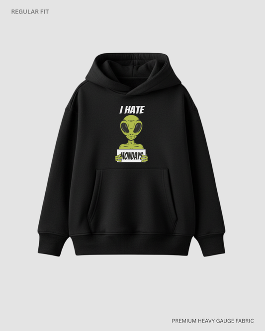 I Hate Mondays Alien & Space Unisex Winter Hoodies BLACK