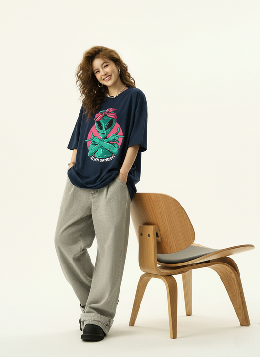 Alien Gangsta: ALIEN & SPACE- Unisex Oversized T-Shirts