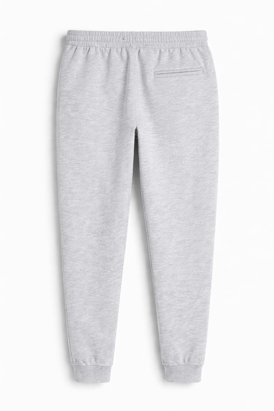 Grey Melange unisex joggers 260 GSM cotton fleece regular fit streetwear antherr originals back view