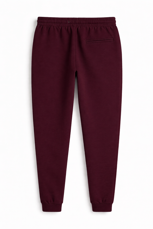 Maroon unisex joggers 260 GSM cotton fleece regular fit streetwear antherr originals back view
