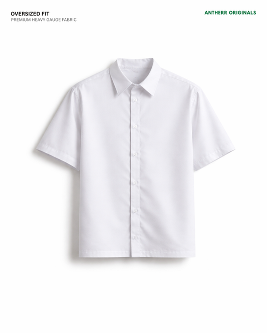 White Unisex 100% Cotton Oversized Shirt Streetwear