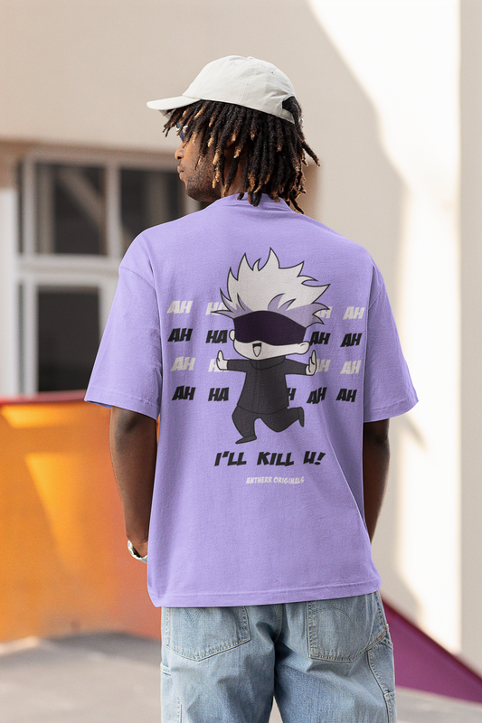 I'll Kill You: Chibi Jujutsu Kaisen: Anime- Oversized T-Shirts PURPLE