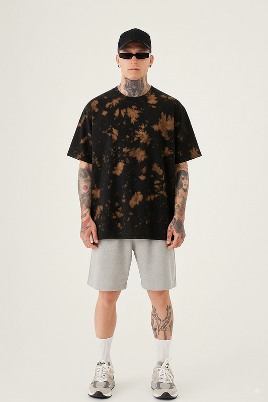 Tie Dye Oversized T-shirt: Black Brown BLACK & BROWN