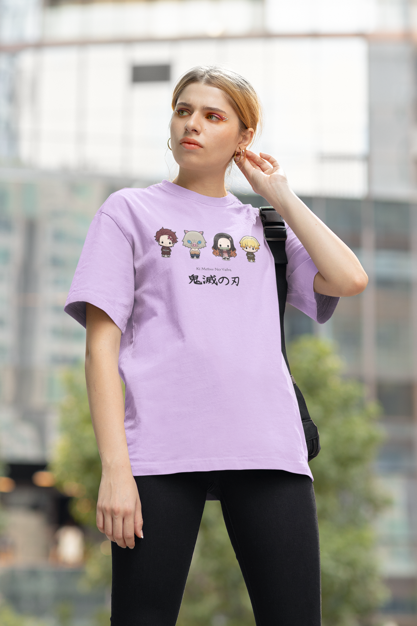 Demon Days: Demon Squad: Anime Oversized T-Shirts LAVENDER