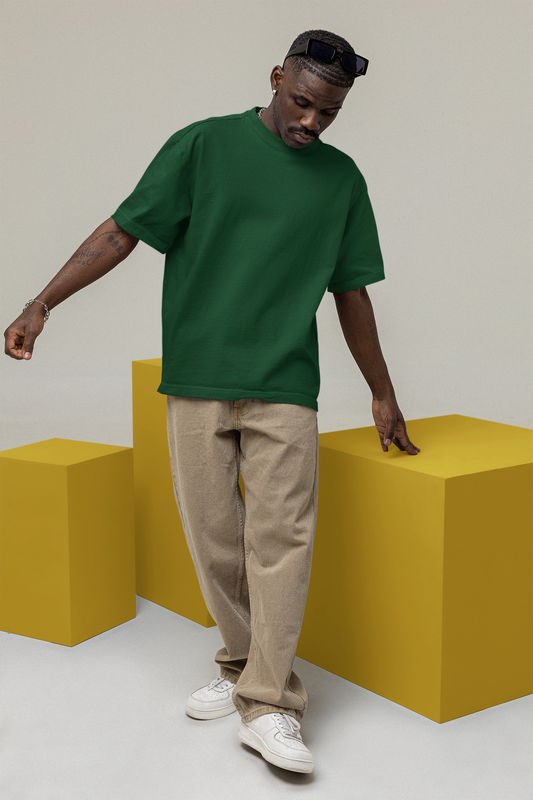 Basic Oversized T-shirt for Men: Bottle Green BOTTLE GREEN