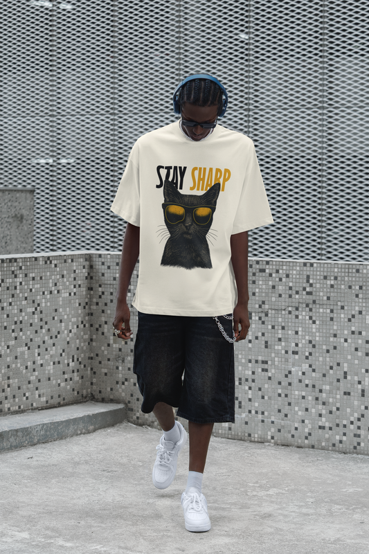 Stay Sharp Oversized T-Shirts: Off White OFF WHITE Cotton 240 GSM