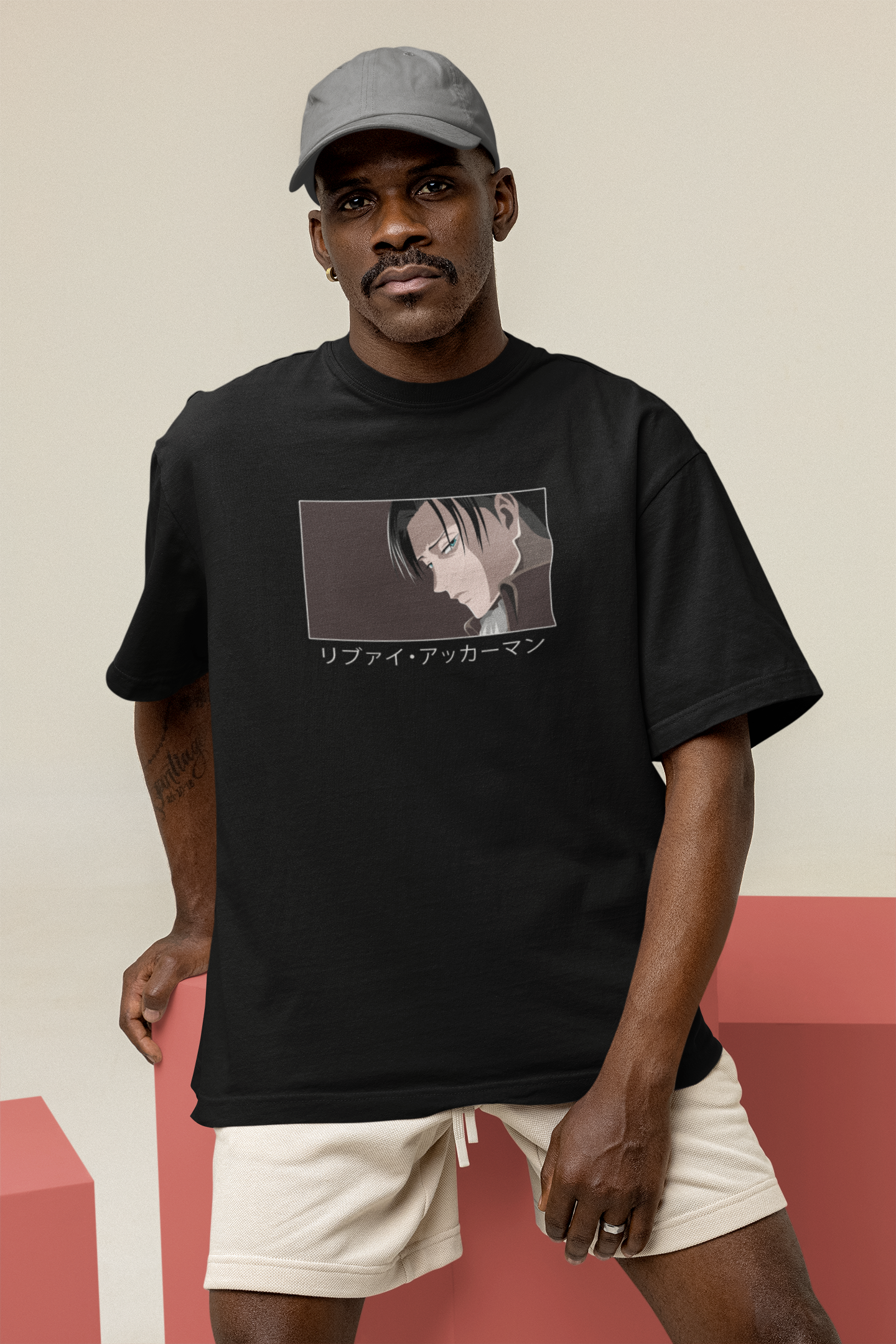 Levi Ackerman- Attack on Titan: Anime- Oversized T-Shirts BLACK Cotton 240 GSM