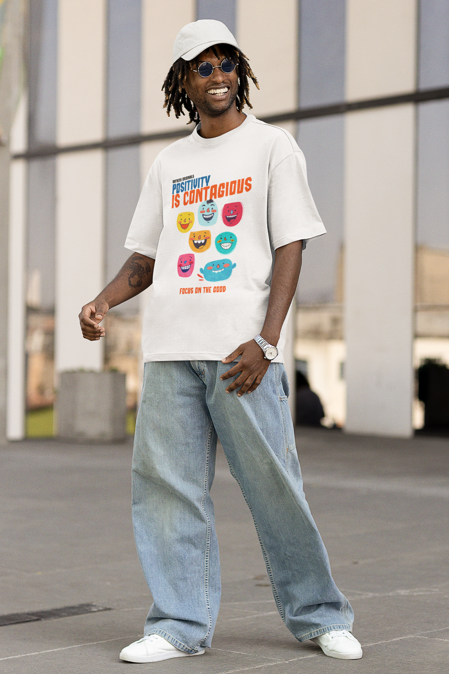 Positivity Is Contagious: Oversized T-Shirts White
