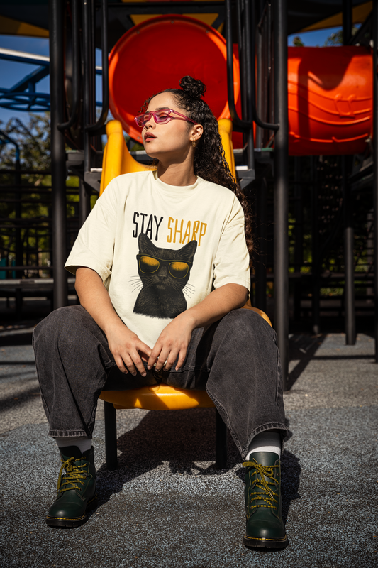 Stay Sharp Oversized T-Shirts: Off White