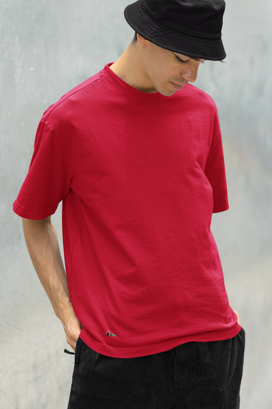 Basic Oversized T-shirt for Men: Red Red