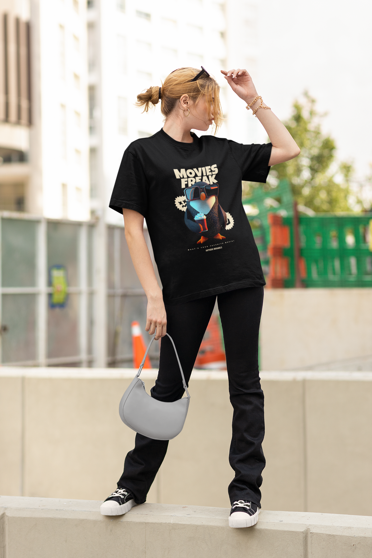 Movie Freak: Oversized T-Shirts BLACK 240 GSM