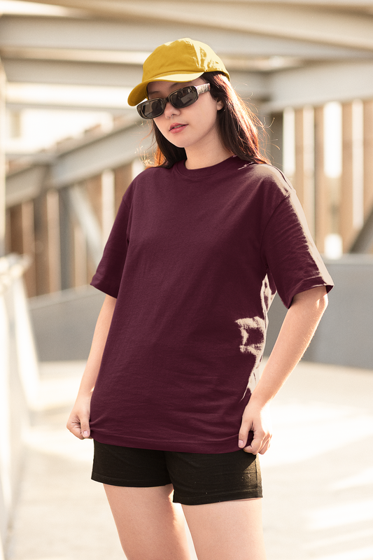 Basic Oversized T-shirt for Women: Maroon
