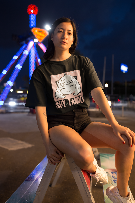 Anya: SpyxFamily- Anime Oversized T-shirts BLACK