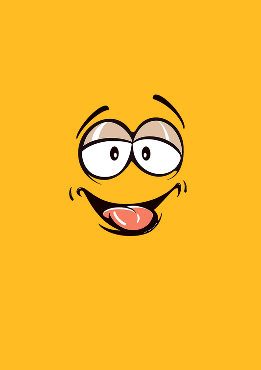 LAUGHING FACE HALF-SLEEVE T-SHIRT (YELLOW)