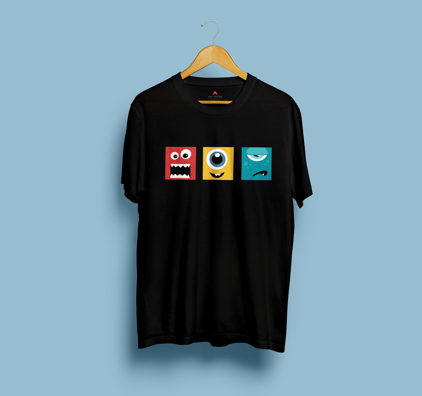 " CUTE MONSTERS " UNISEX HALF-SLEEVE T-SHIRT'S BLACK