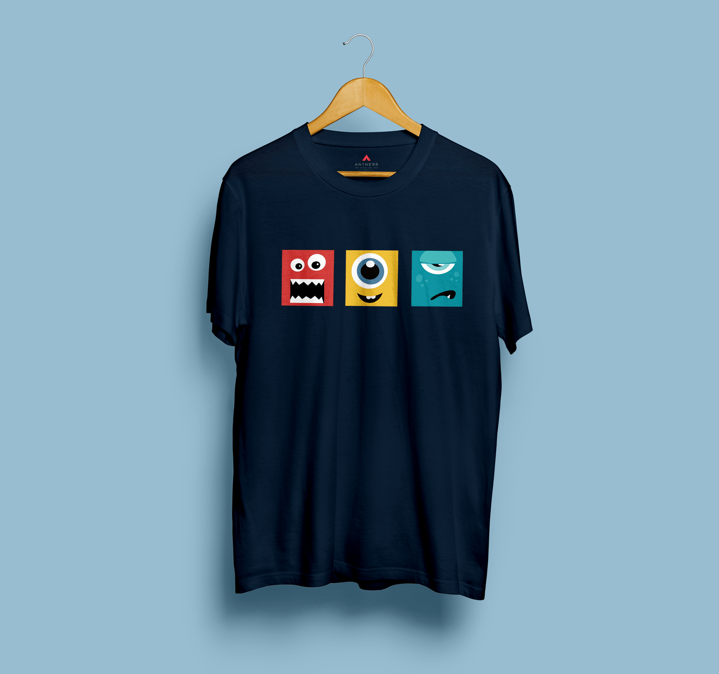 " CUTE MONSTERS " UNISEX HALF-SLEEVE T-SHIRT'S NAVY BLUE