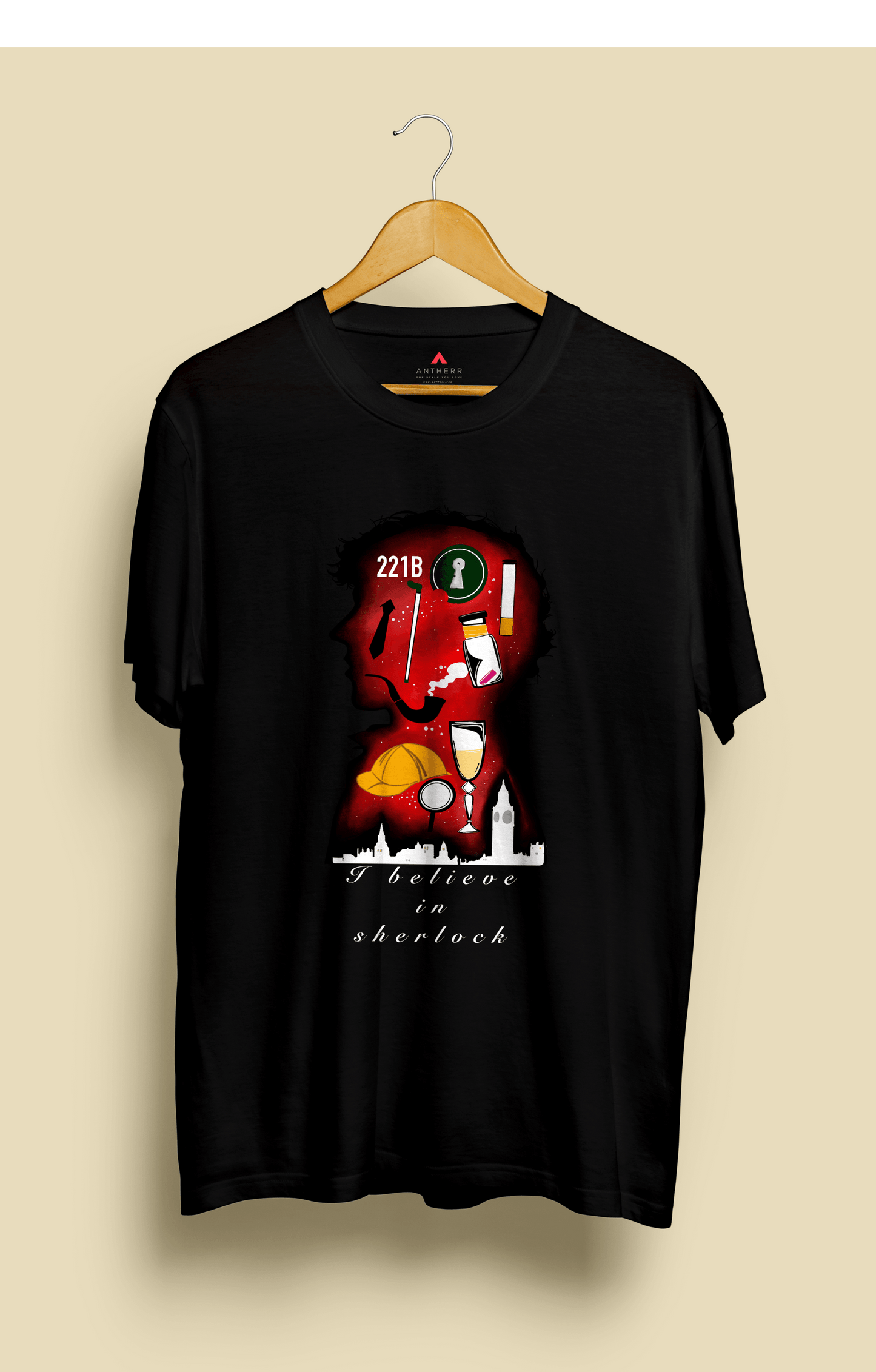 " MR.HOLMES " HALF-SLEEVE T-SHIRTS BLACK