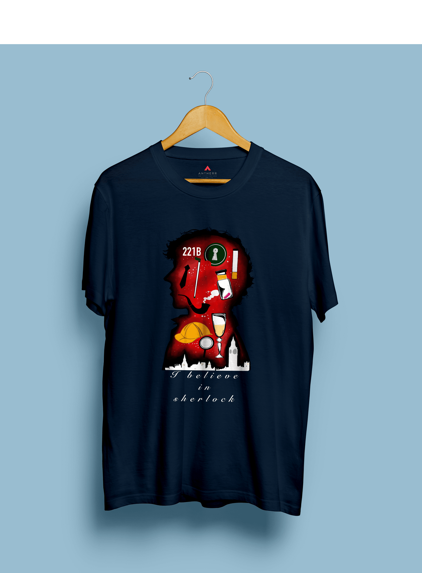 " MR.HOLMES " HALF-SLEEVE T-SHIRTS NAVY BLUE