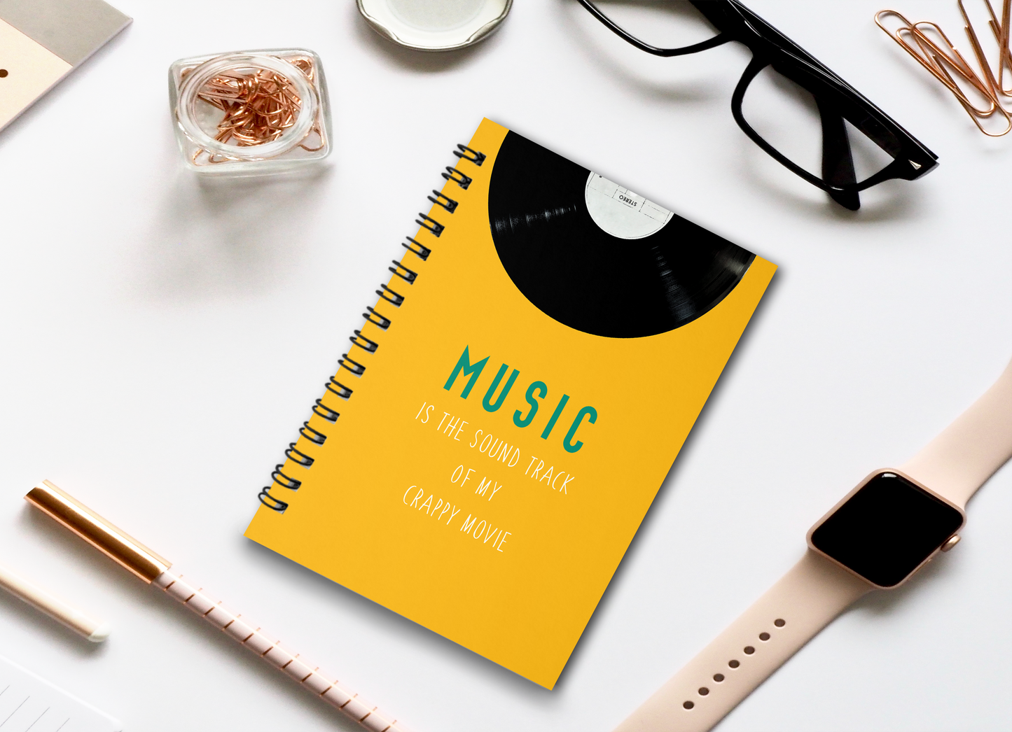 MUSIC IS THE SOUND TRACK OF MY CRAPPY MOVIE SPIRAL NOTEBOOK A5