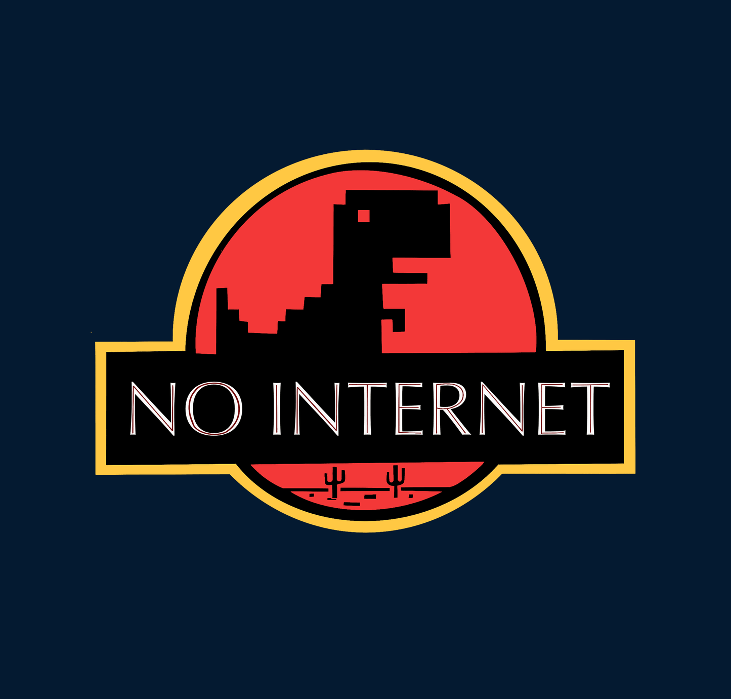 " NO INTERNET " HALF-SLEEVE T-SHIRT (BLACK)