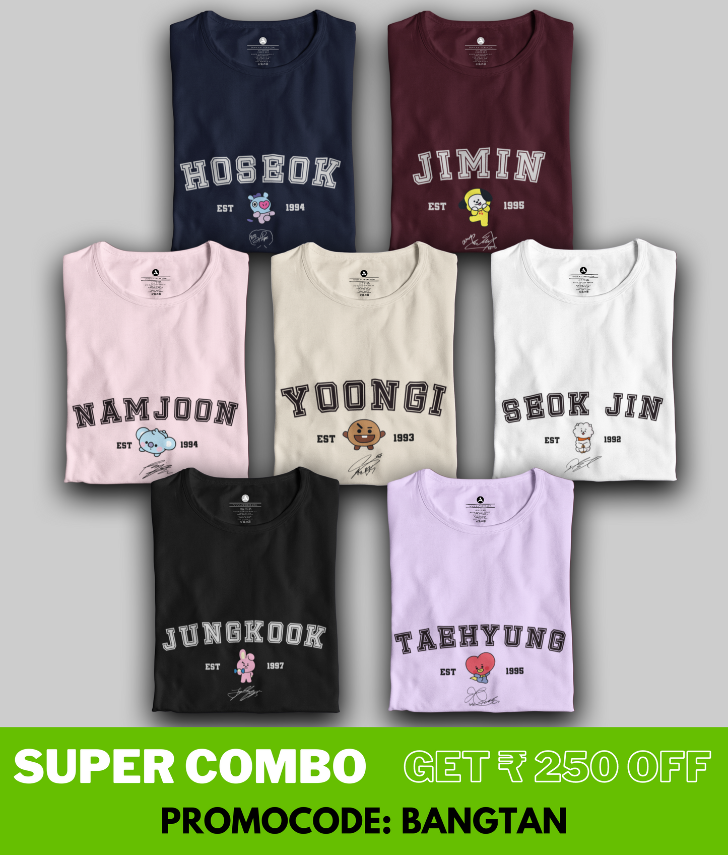 BTS Crew- Regular Fit T-Shirts PACK OF 7