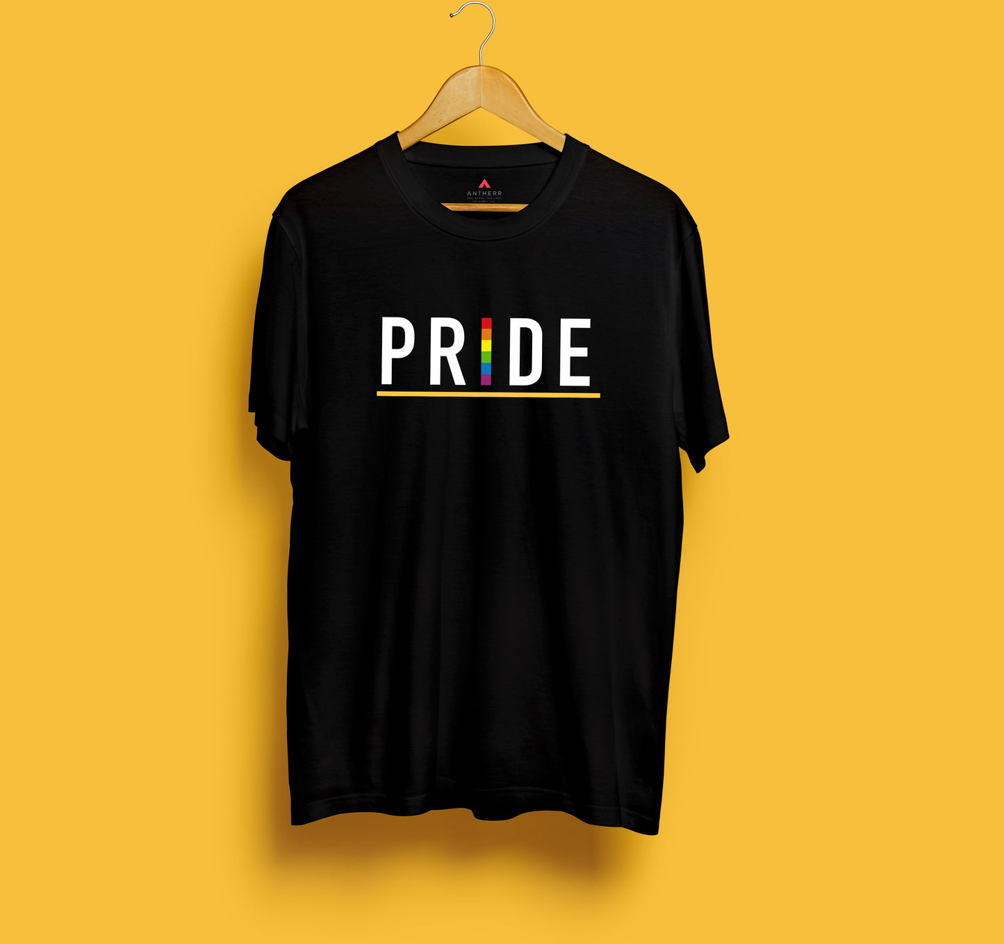 " PRIDE " HALF-SLEEVE T-SHIRT. BLACK