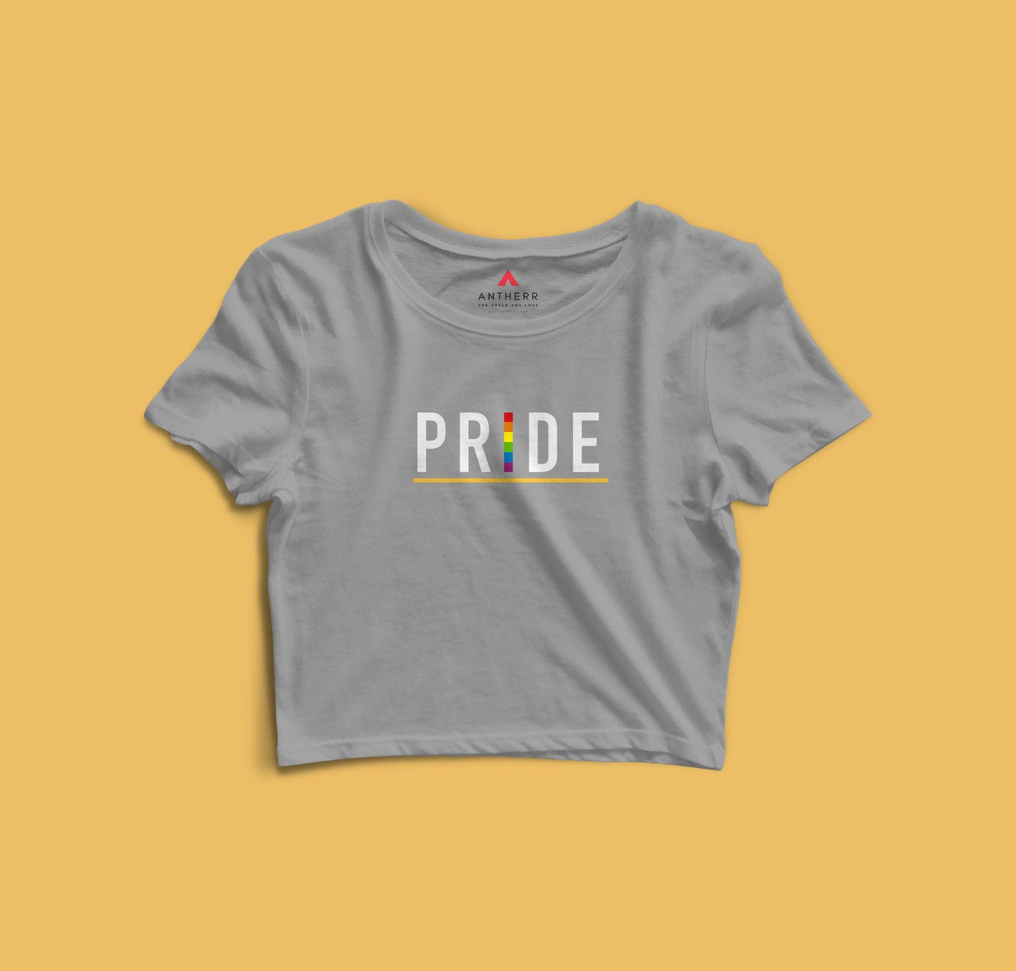 " PRIDE " HALF-SLEEVE T-SHIRT (YELLOW) GREY