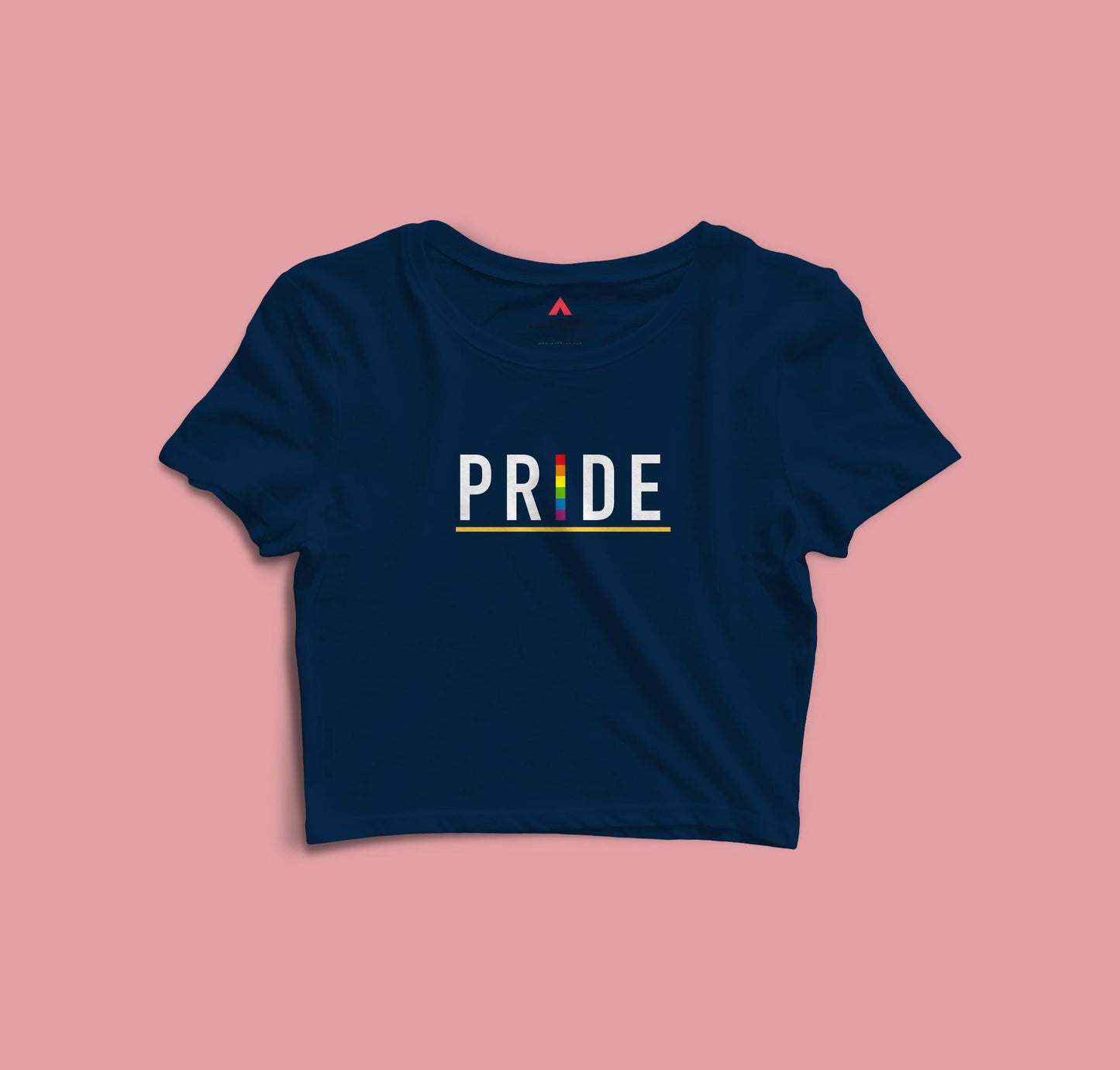 " PRIDE " HALF-SLEEVE T-SHIRT (YELLOW) NAVY BLUE
