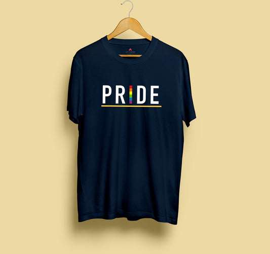 " PRIDE " HALF-SLEEVE T-SHIRT. NAVY BLUE