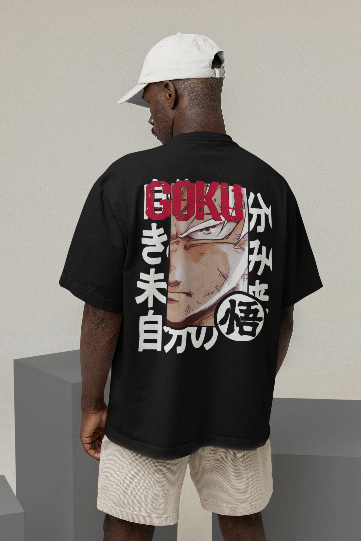 Goku- Dragon Ball Z (Double Sided Print): Anime-Oversized T-shirts BLACK