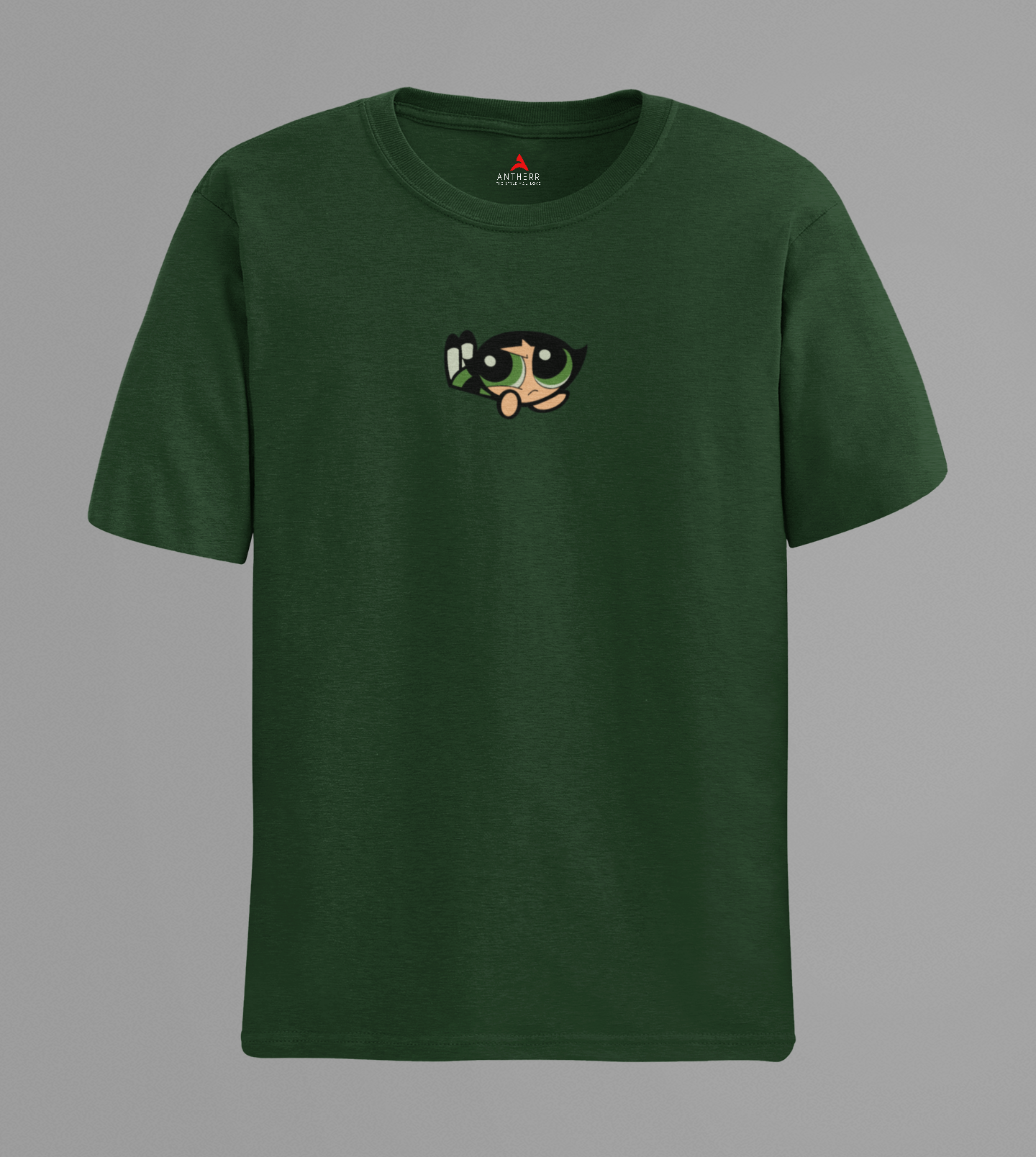 Buttercup MinimalPOWERPUFF GIRLS : - HALF SLEEVE T-SHIRT BOTTLE GREEN