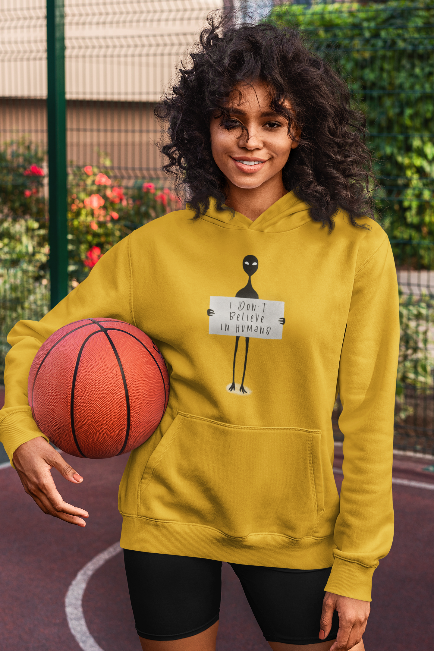 I Don't Believe In Humans : Alien & Space - WINTER HOODIES MUSTARD YELLOW