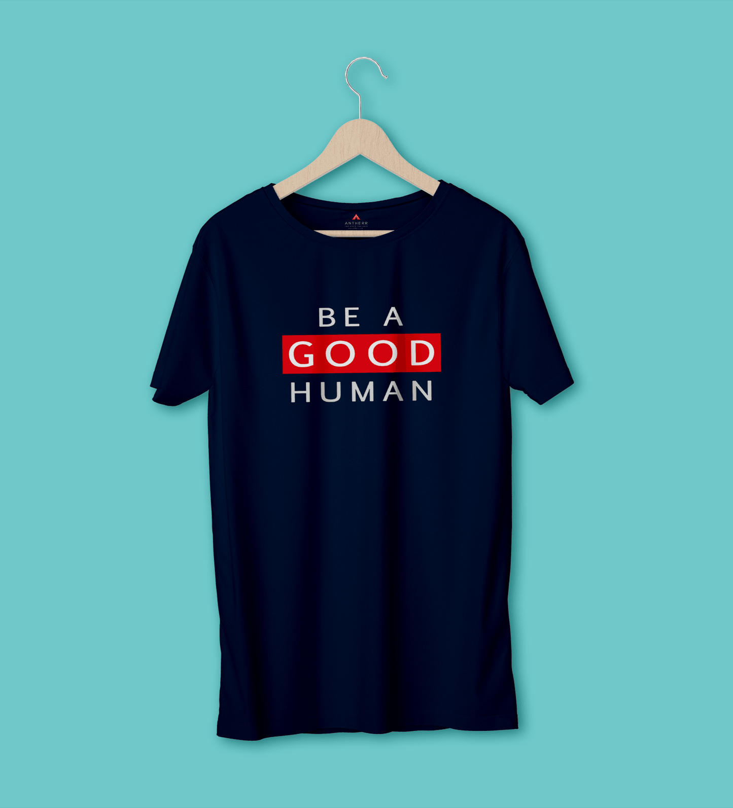 "BE A GOOD HUMAN" - HALF-SLEEVE T-SHIRT'S NAVY BLUE