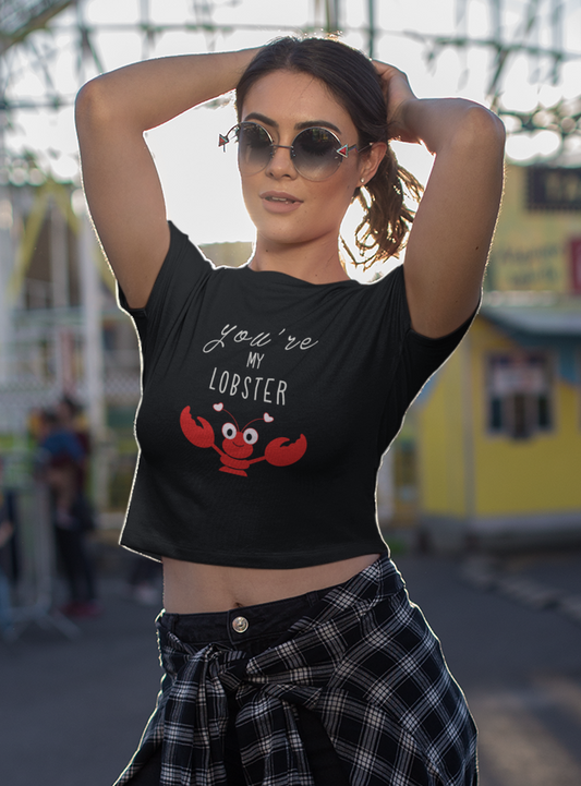 YOU'RE MY LOBSTER- HALF-SLEEVE CROP TOPS