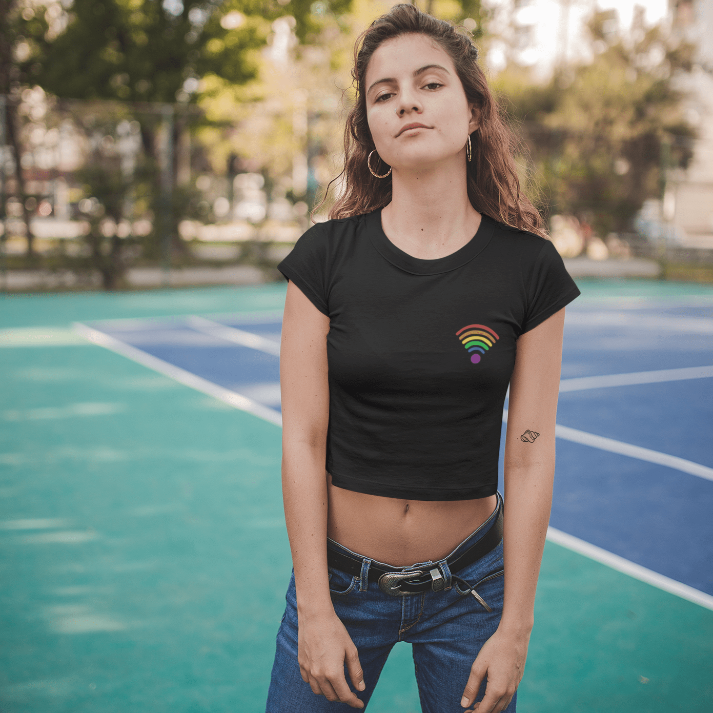 " CONNECTED " HALF-SLEEVE CROP TOPS