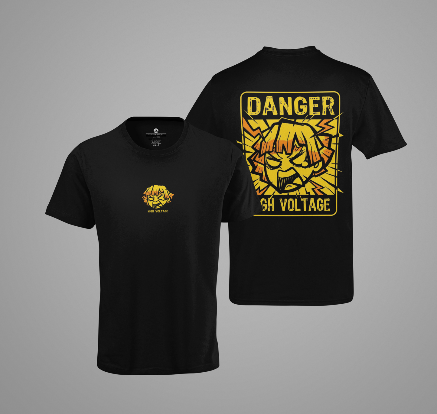 Zenitsu High Voltage: Demon Slayer (Double Sided Print) Regular Fit Half Sleeve T-Shirts
