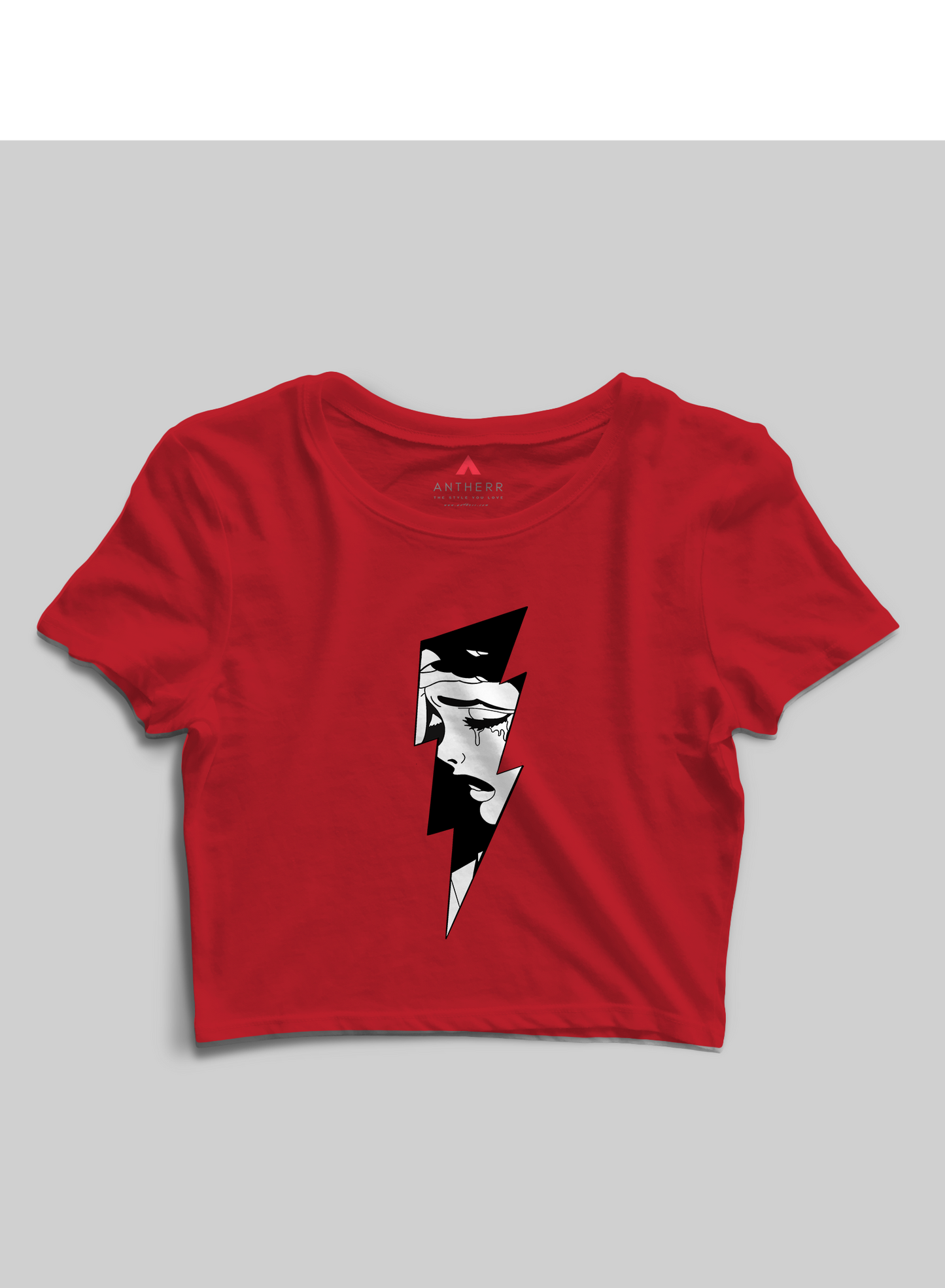 "BROKEN" - HALF-SLEEVE CROP TOP's RED